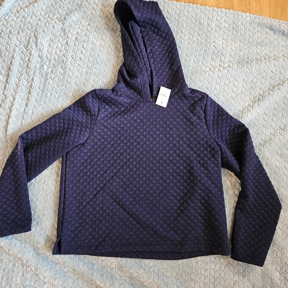 J. Crew Quilted Hoodie in Deep Blue. Brand New With Tags